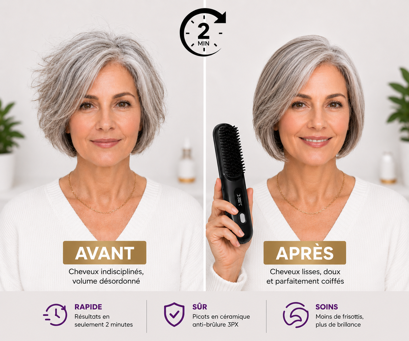 ZenchVolume™ Pro | La brosse coiffante pensée pour les cheveux courts et mi-longs